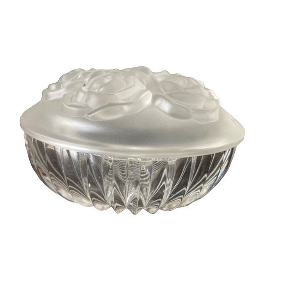 Clear Glass Lidded Bowl Dish 4” W, 3” T Incl Lid Frosted & Clear Trinket Box NEW - Picture 3 of 8